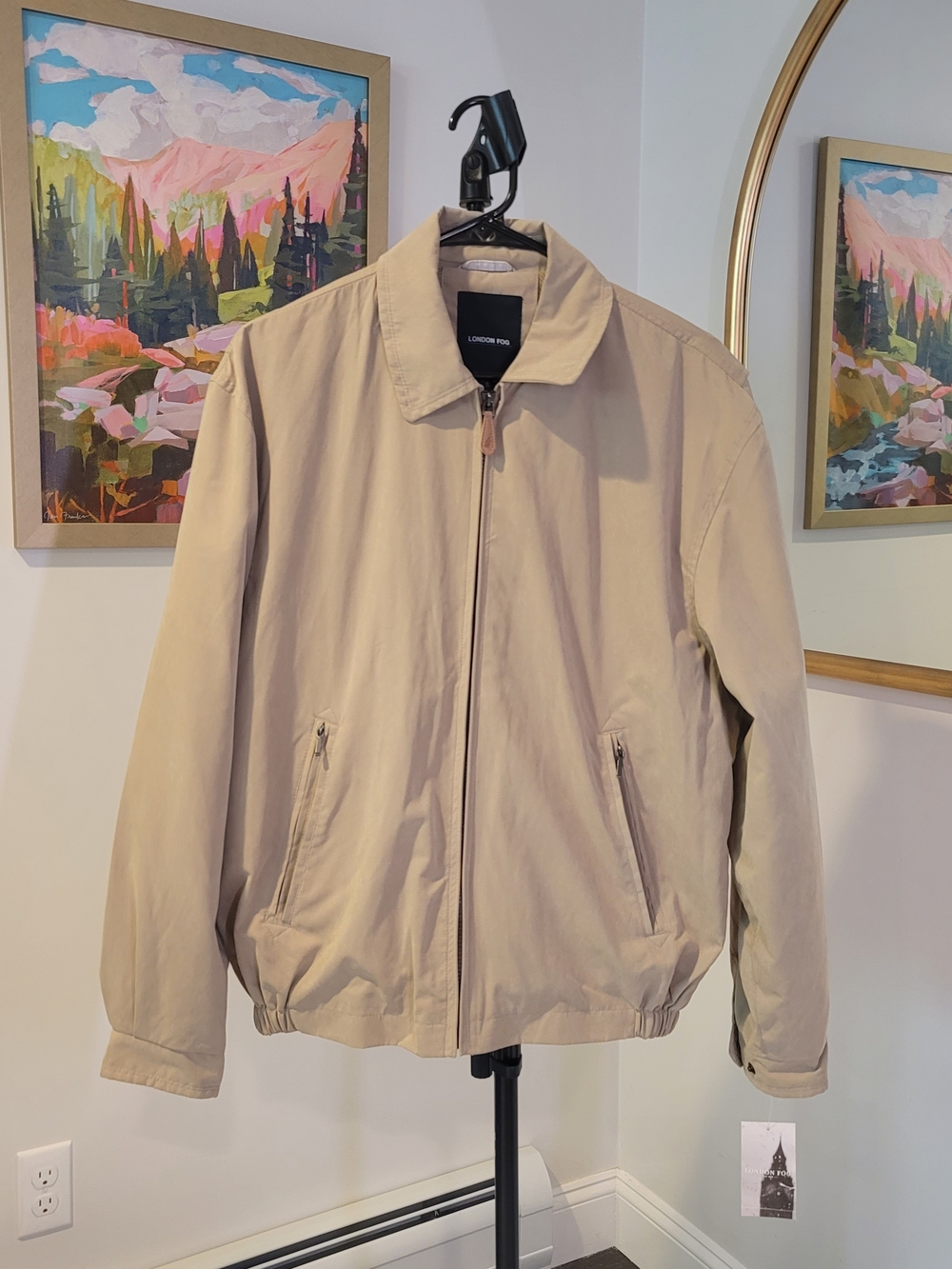 NWT LONDON FOG Harrington Jacket Camel Color Men's Size S